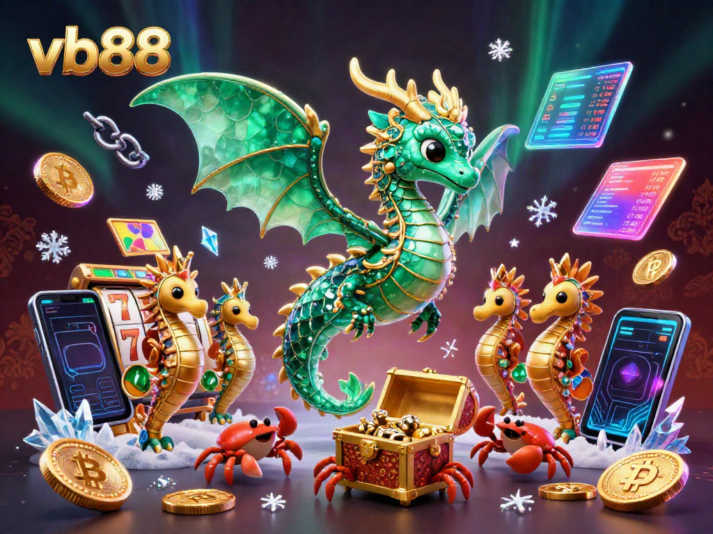 Experience the vb88 excitement with a majestic sea dragon, treasure, and vibrant casino elements.