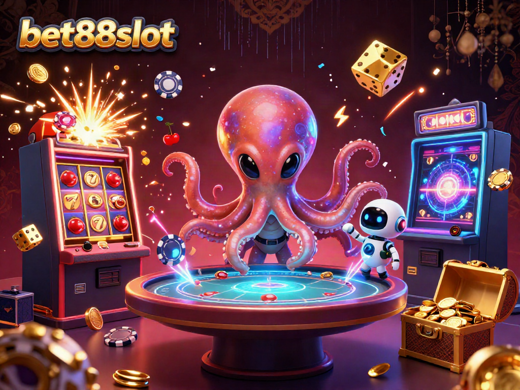 Experience the exciting world of bet88slot with a cosmic octopus and golden casino elements.