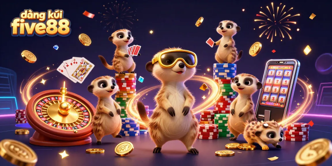 Experience the excitement of đăng ký five88 with meerkats running a lively casino scene.