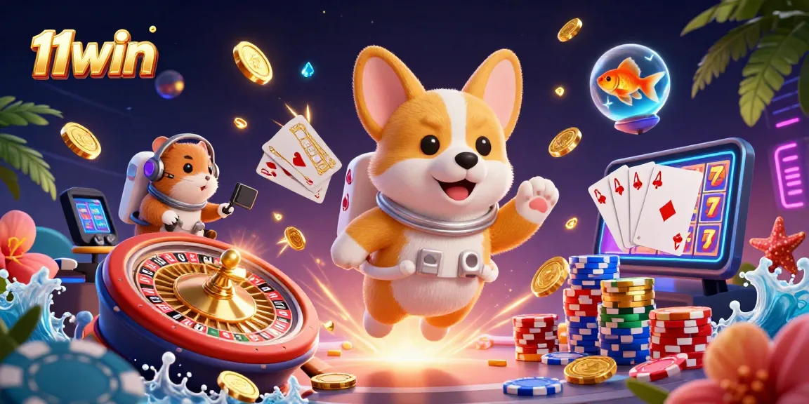 Experience immersive gameplay with 11WIN's vibrant casino scene featuring exciting characters and dynamic elements.