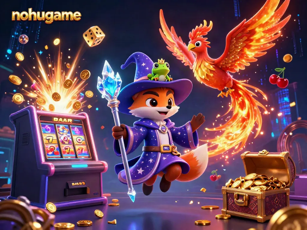 Experience thrilling jackpots at nohugame with vibrant 3D graphics and magical casino elements.