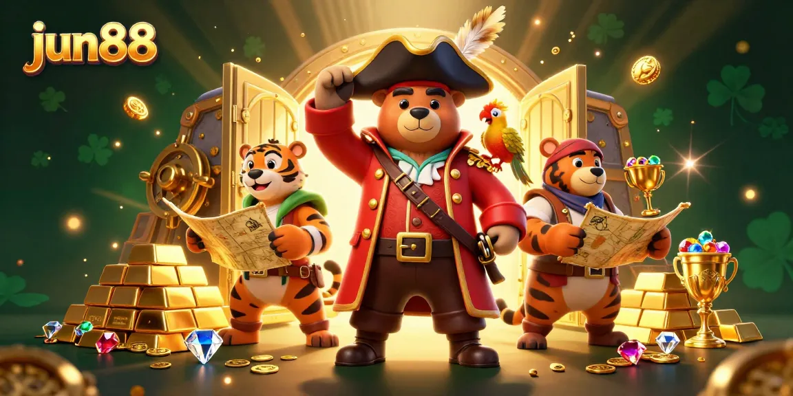 Engage in high-stakes fun with jun88's vibrant casino adventure scene, showcasing winning treasures.