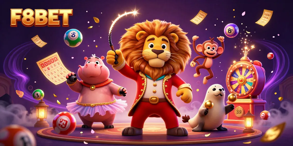 Join the thrilling excitement of F8BET's vibrant casino scene with cartoon characters and dynamic game elements!