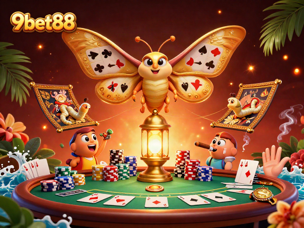 Join the excitement at 9bet88 as the 3D cartoon atlas moth reveals spectacular poker riches.