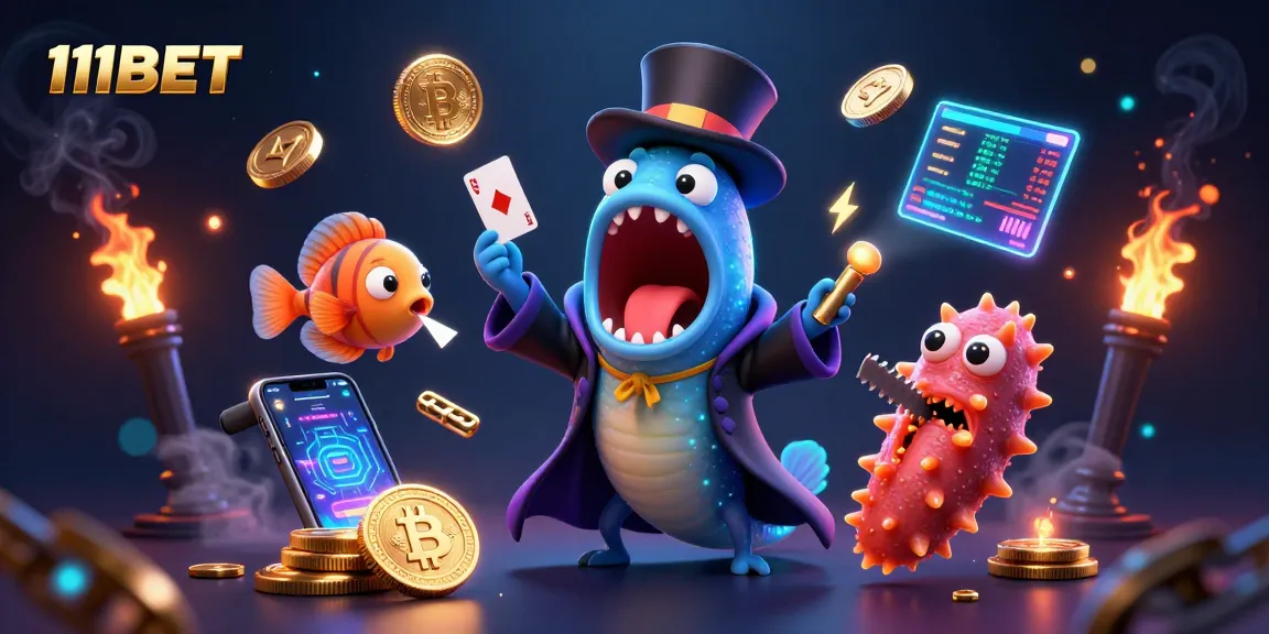 11BET engages players with a dynamic scene showcasing magic tricks in a colorful casino-themed world.