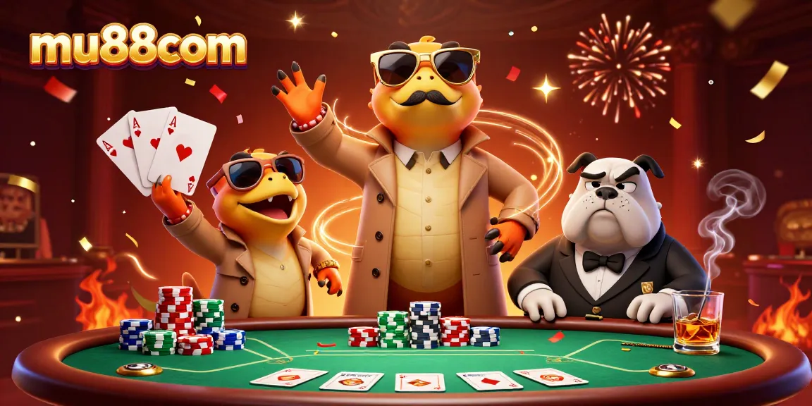 Experience thrilling poker strategies with mu88com in an immersive 3D casino scene.