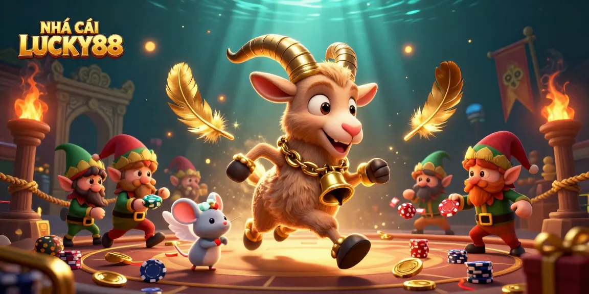 Play and win at NHÀ CÁI LUCKY88, where festive characters entertain in a dynamic casino
