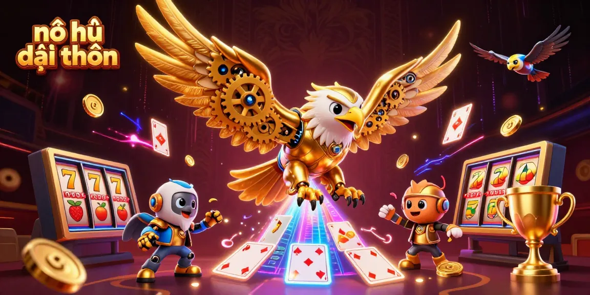 Experience the thrill of nổ hũ đổi thưởng with vivid 3D illustrations of golden eagles amidst jackpot symbols.