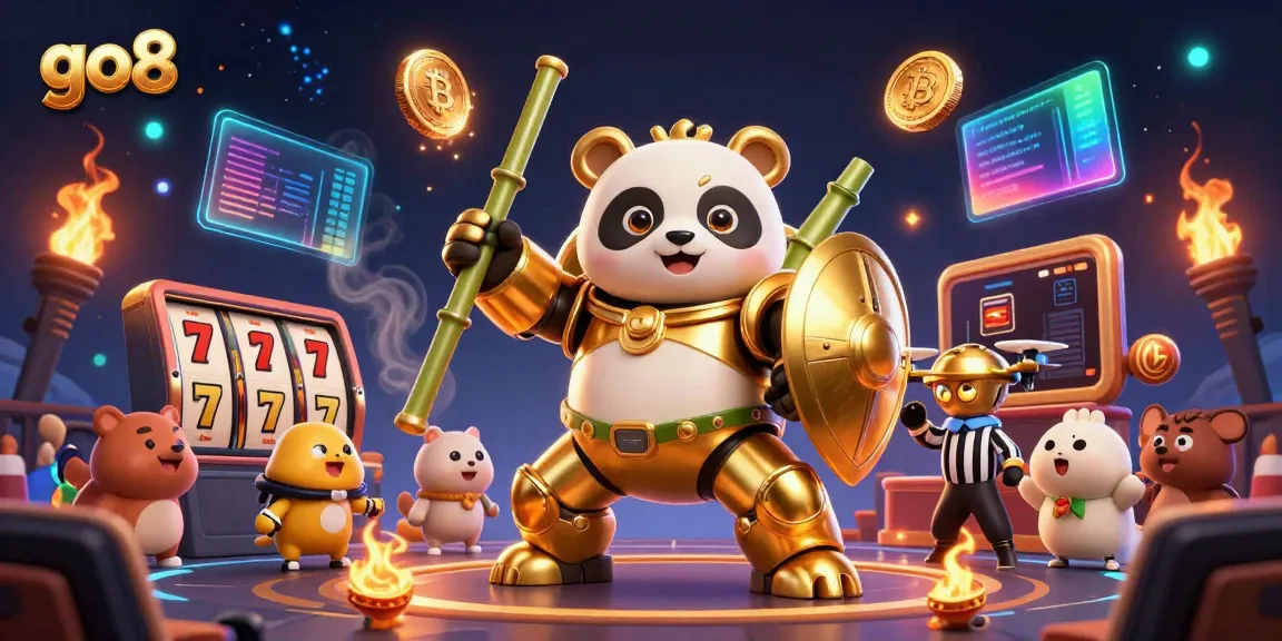 Win big at go8 with a vibrant 3D casino scene featuring exciting slot elements and dynamic characters.