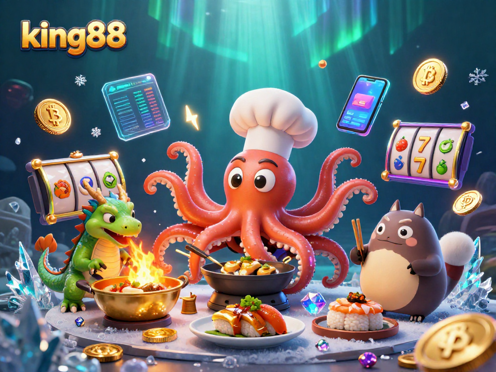 Engage in thrilling games at king88 with a vibrant casino scene illustrated in 3D.