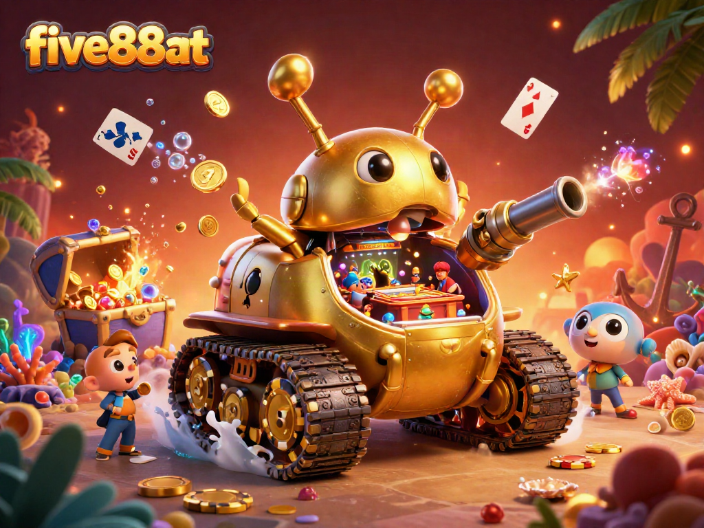Engage with five88at's dynamic casino experience in this vibrant 3D illustration.