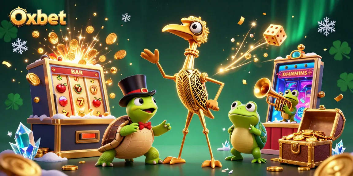 Engage with Oxbet's thrilling casino atmosphere featuring vibrant characters and dynamic gaming elements.