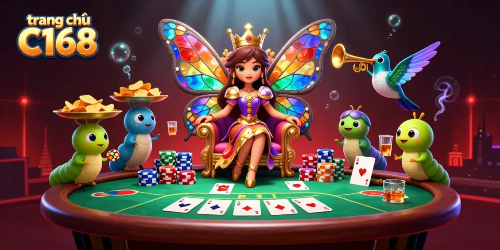 Play exciting games at trang chủ C168 featuring vibrant poker elements and captivating characters