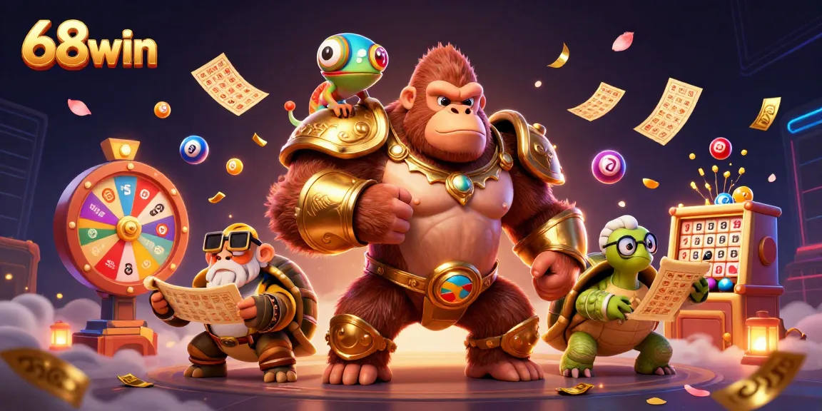 Experience thrilling 68win gaming with vibrant elements and characters in a dynamic scene.