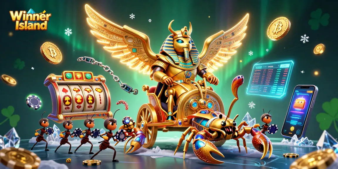 Join the excitement at Winner Island Casino with vibrant graphics showcasing an animated gambling scene.