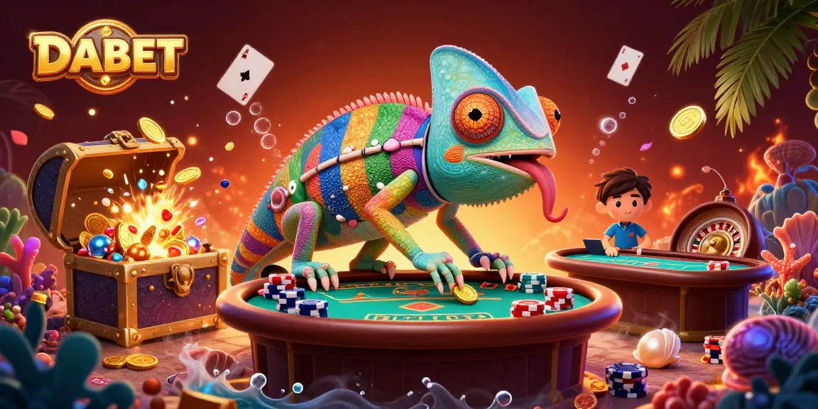 DABET offers immersive casino experiences with vibrant chameleon characters and dynamic gaming elements.