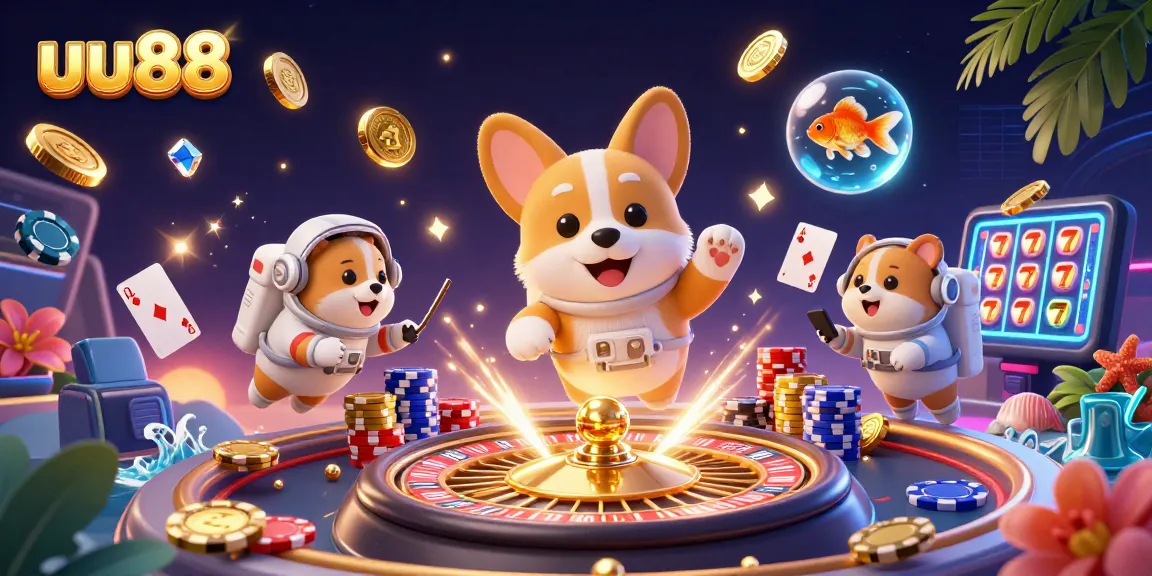 Experience thrilling gaming excitement at uu88 in a vibrant 3D space-themed casino.