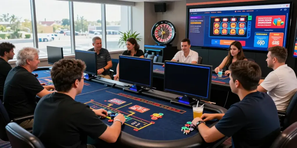 Engaging online casino atmosphere showcasing players at SV88, featuring vibrant games and appealing branding.
