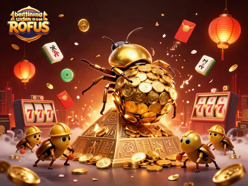 Experience betting uden om ROFUS with vibrant imagery of a golden beetle casino scene.