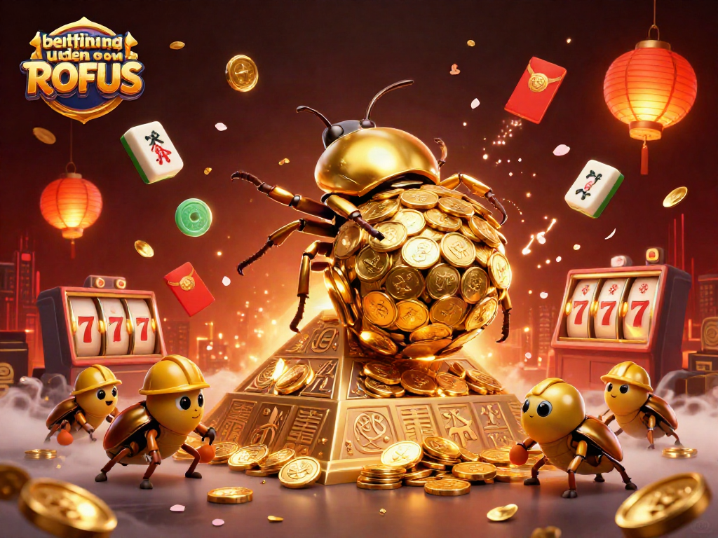 Experience betting uden om ROFUS with vibrant imagery of a golden beetle casino scene.
