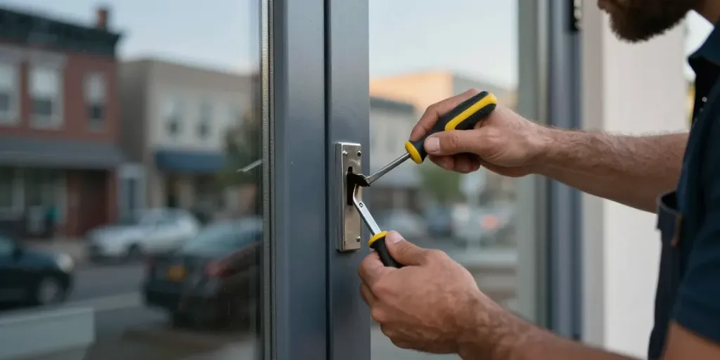 Slot kapot Arnhem, een slotenmaker repareert een defect slot bij een woning.