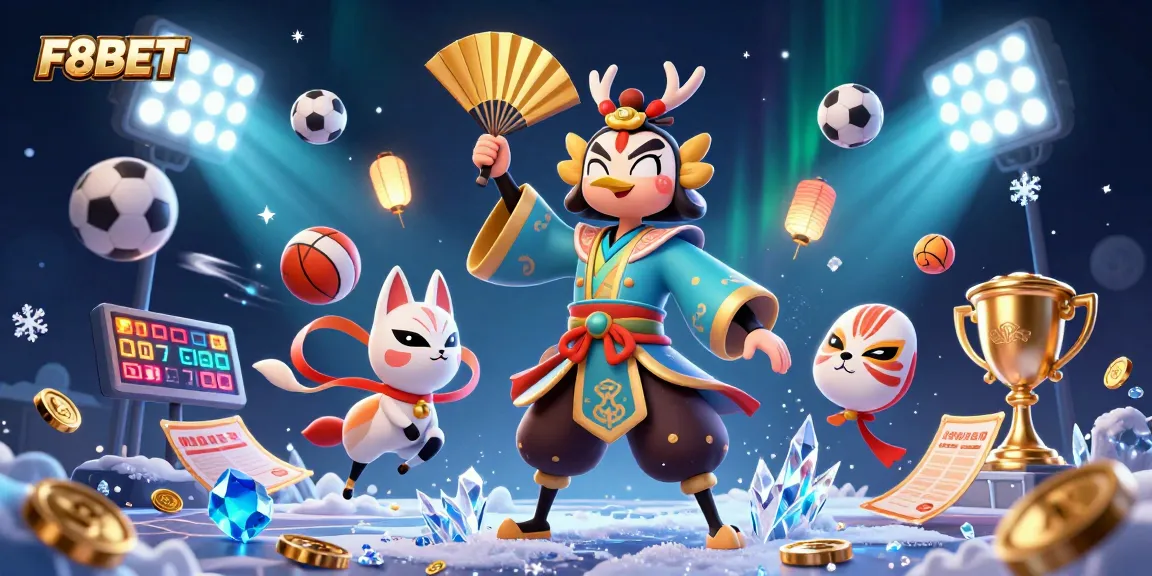 Experience thrilling gaming at F8BET with vibrant illustrations of action and celebration.