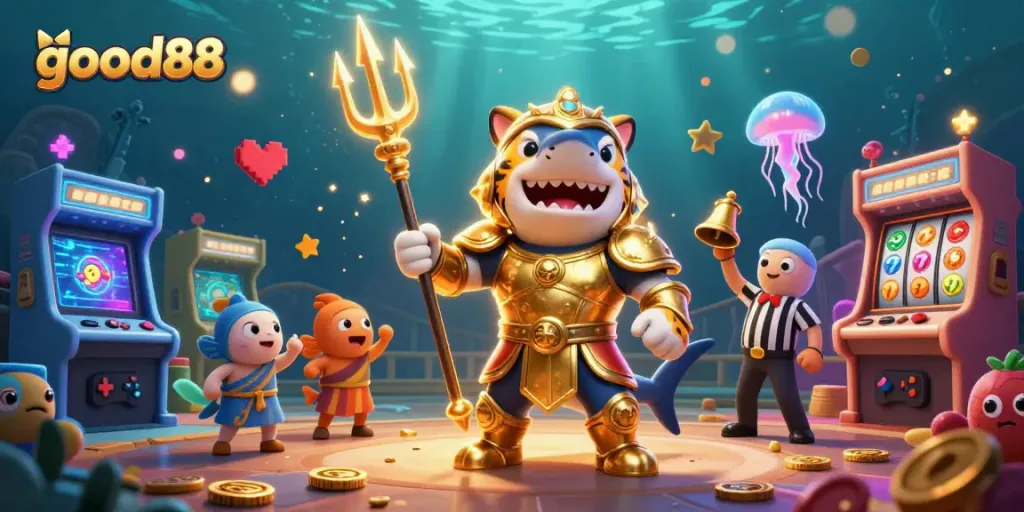 Experience the thrill of good88 slots as the tiger shark conquers the underwater casino arena.