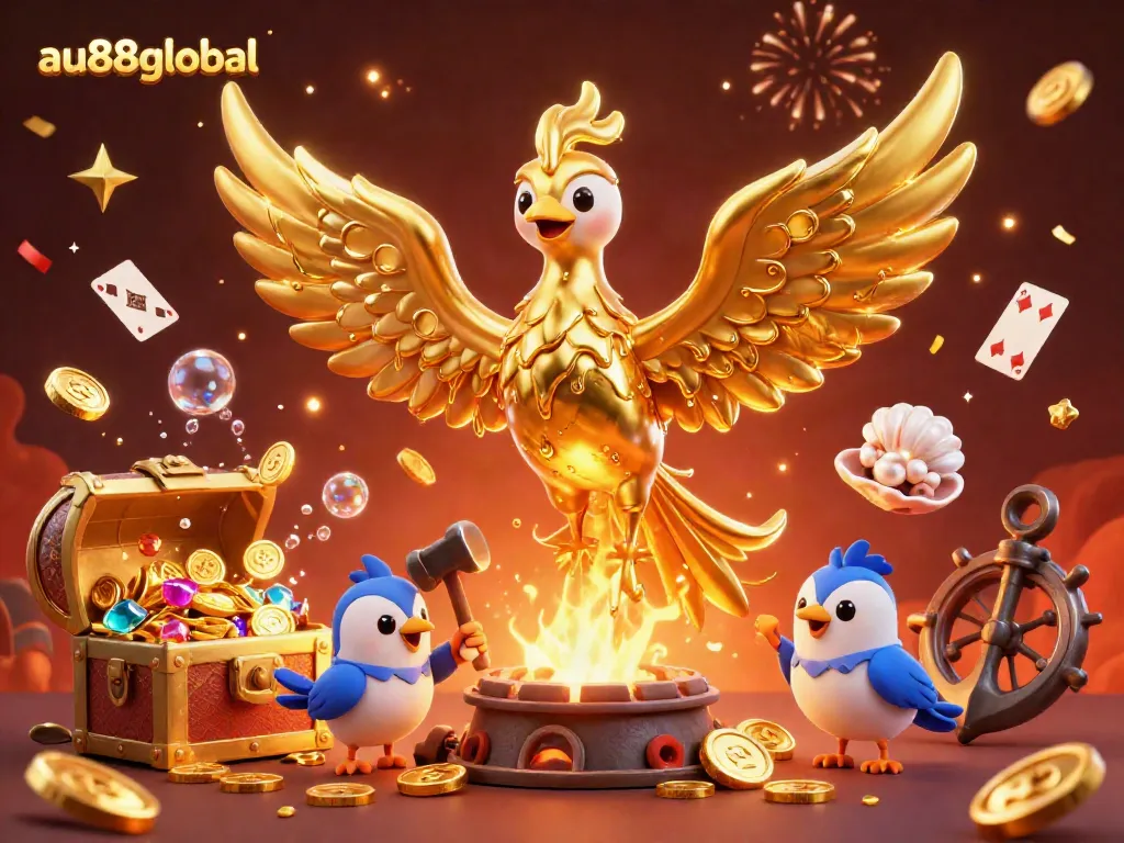Experience the thrilling gold rush at au88global with vibrant casino elements exploding in excitement.