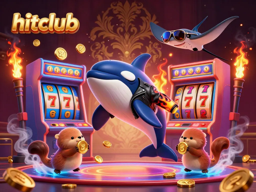 engage with hitclub's colorful gambling arcade scene featuring dynamic characters and games