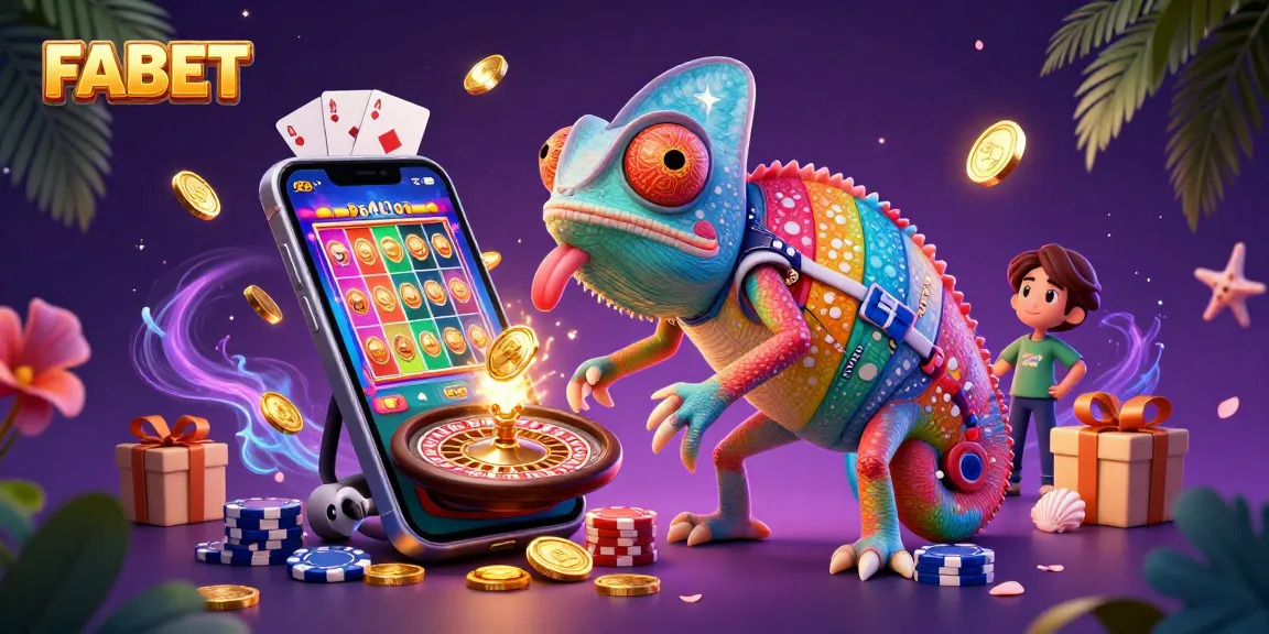 Experience the colorful excitement of FABET with a dynamic casino scene featuring its vibrant characters.