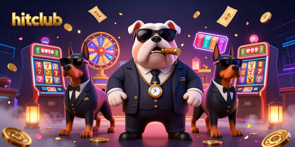 Join hitclub in this vibrant casino scene featuring a mafia bulldog surrounded by exciting gaming elements.
