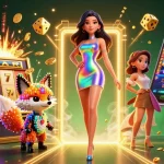 Experience excitement at 789club with a vibrant jackpot scene featuring a dazzling woman and colorful casino elements.