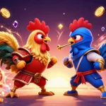 Join the thrilling duel of 98win's roosters amid a cascade of gold and gemstones.