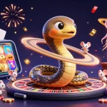 Place bets in an exciting DEBET casino scene with cosmic elements and engaging gaming features.