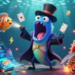 Engage in thrilling qq88 casino games with vibrant characters and glowing crypto elements.