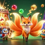 Join the colorful battle at FIVE88 with a magical slot machine showering coins and delights.