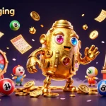 Spin and win with fretimaging in a vibrant casino scene filled with gold coins and lottery elements.