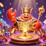 KP88 offers thrilling jackpot spins with a golden crab emperor and vibrant casino elements.