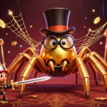 Engage with TRANG CHỦ FUN88 in this vibrant 3D casino scene featuring a golden tarantula and beetle knight.