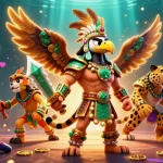 Experience cá cược bóng đá with a dynamic scene of Aztec warriors, sports elements, and vibrant casino aesthetics.