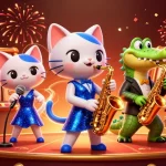Experience the excitement of ric bet with vibrant characters and thrilling casino elements in a 3D illustration.