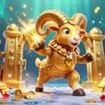 Win big with b52 as the golden ram bursts through wealth-rich doors amidst treasures.
