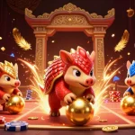 Engage in gaming excitement with rr88 com featuring competitive pangolin characters rolling through poker chips.