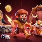 Experience the thrilling gaming atmosphere at 88BBET's prehistoric casino with cavemen and crypto.