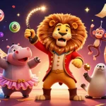 Experience the excitement of vipwin luxury with a vibrant circus-themed gambling scene full of rich 3D characters.