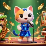 Experience the excitement of UK 88's vibrant casino scene, featuring a jazz-singer cat and dynamic game elements.
