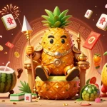 Engage with Spin Boss in this vibrant beach casino scene featuring a pineapple king and exciting game elements.