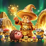 Experience the dazzling treasures of UG88, showcasing a whimsical wizard with gold and gems.