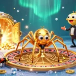Bet the odds at XO88 with engaging 3D casino illustration of a spider dealer and dazzling treasures.