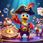 Engage in thrilling gameplay at trang chủ ku88 with 3D characters celebrating wins amidst flying coins and cards.